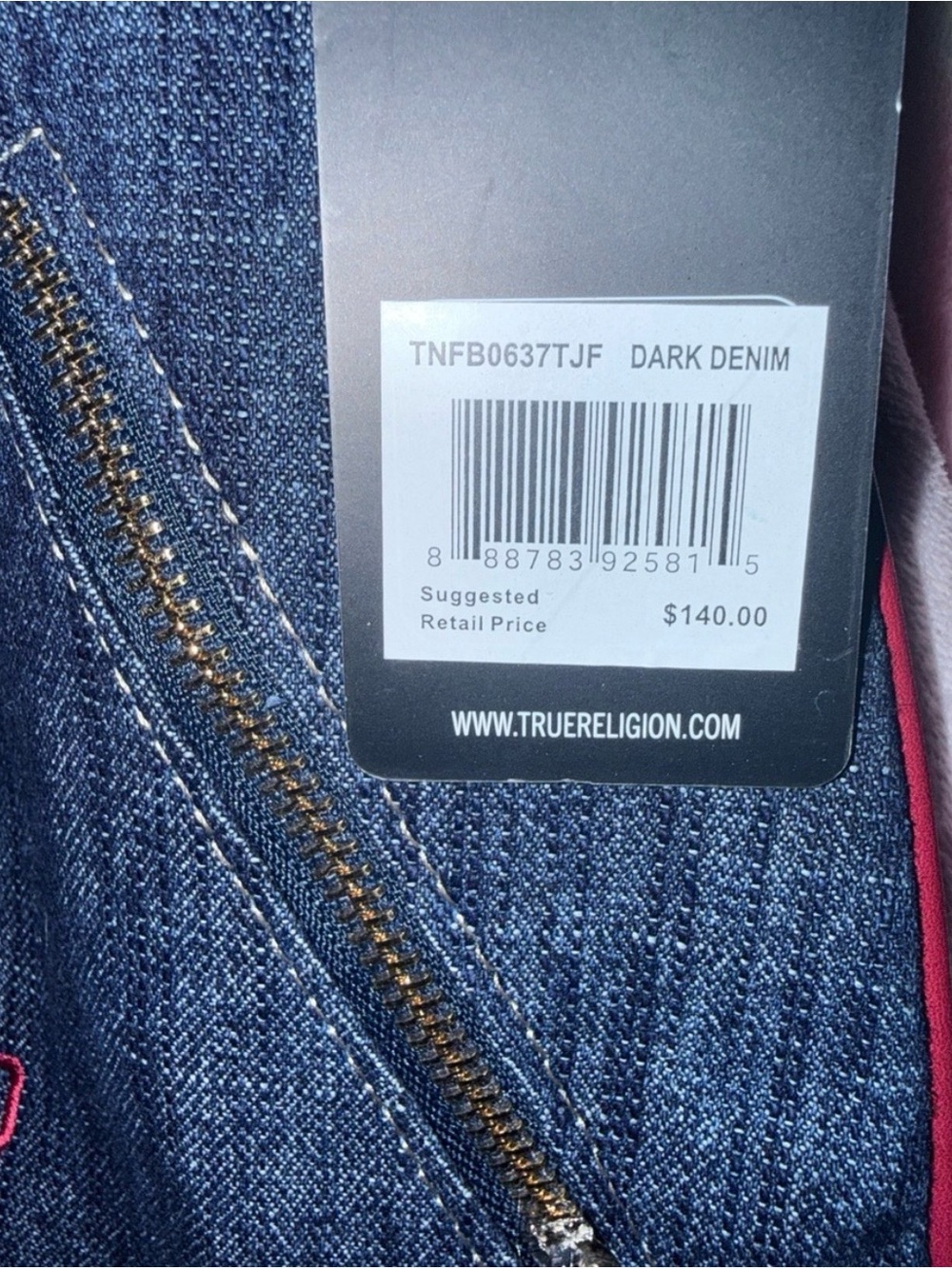 True Religion Dark Blue Denim Shoulder Bag with Red Accents - Picture 7 of 7